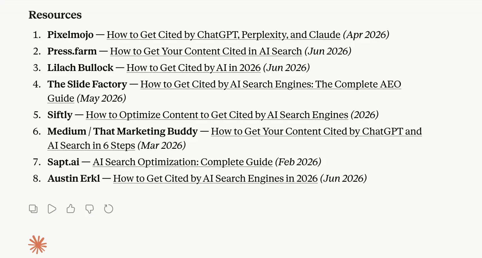 Claude response to 'how do I get my content cited by AI systems' week 1 geoexperiment