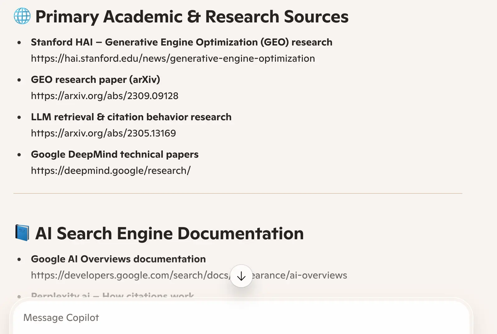 Copilot response to 'how do I get my content cited by AI systems' week 2 geoexperiment