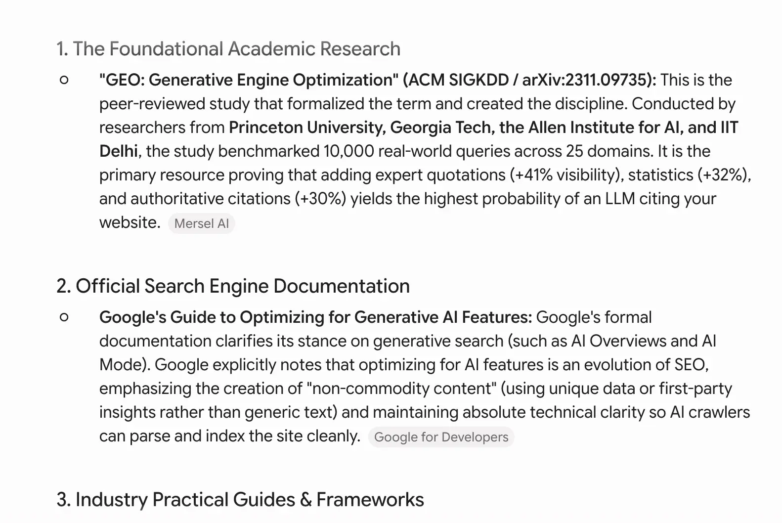 Gemini response to 'what is generative engine optimization' week 2 geoexperiment