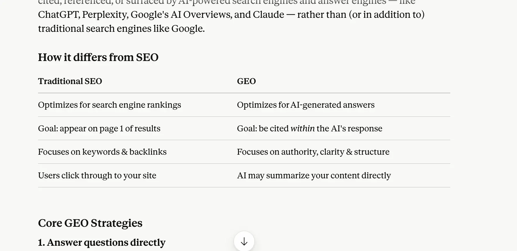 Claude response to 'what is generative engine optimization' week 3 geoexperiment