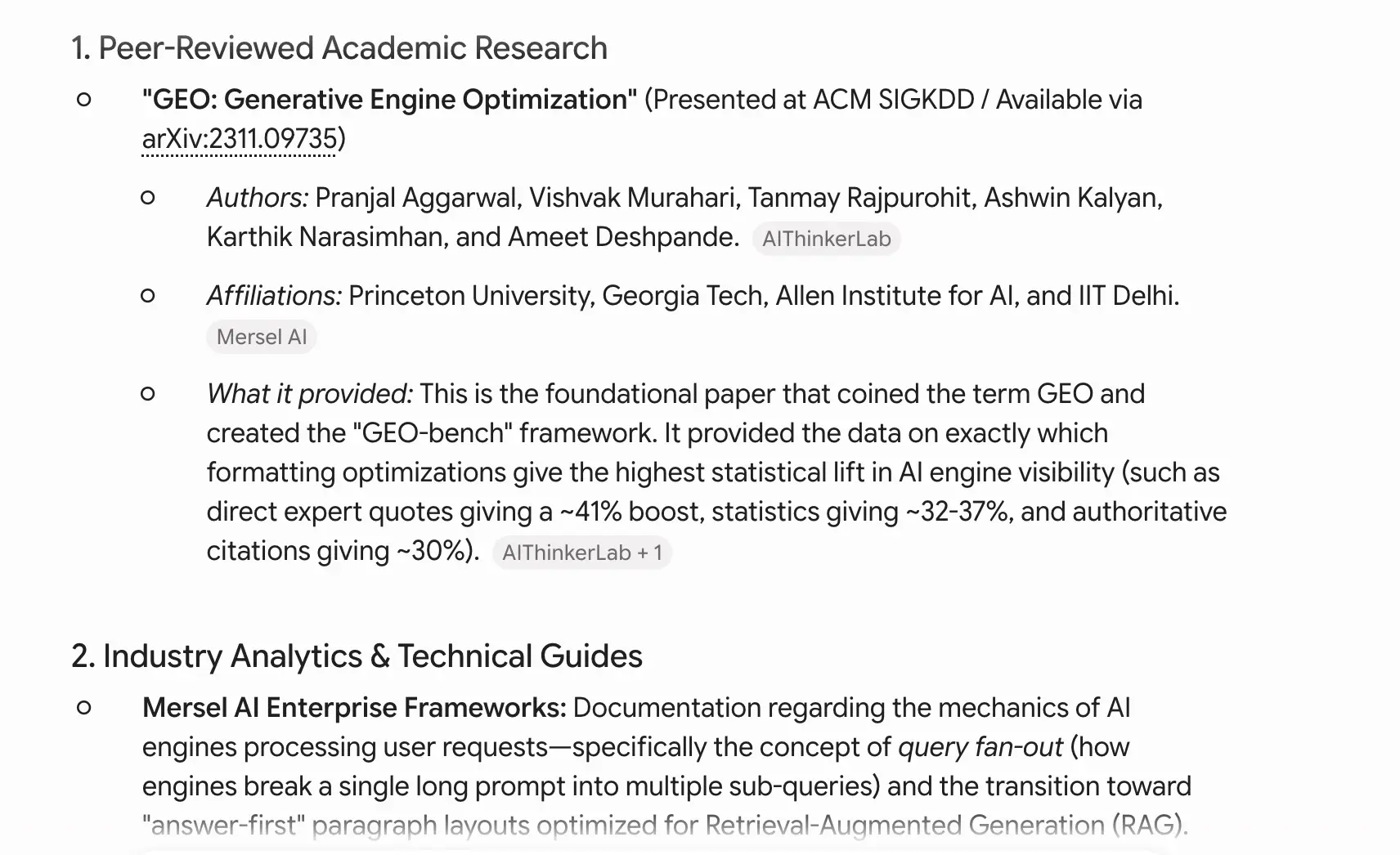 Gemini response to 'what is generative engine optimization' week 3 geoexperiment