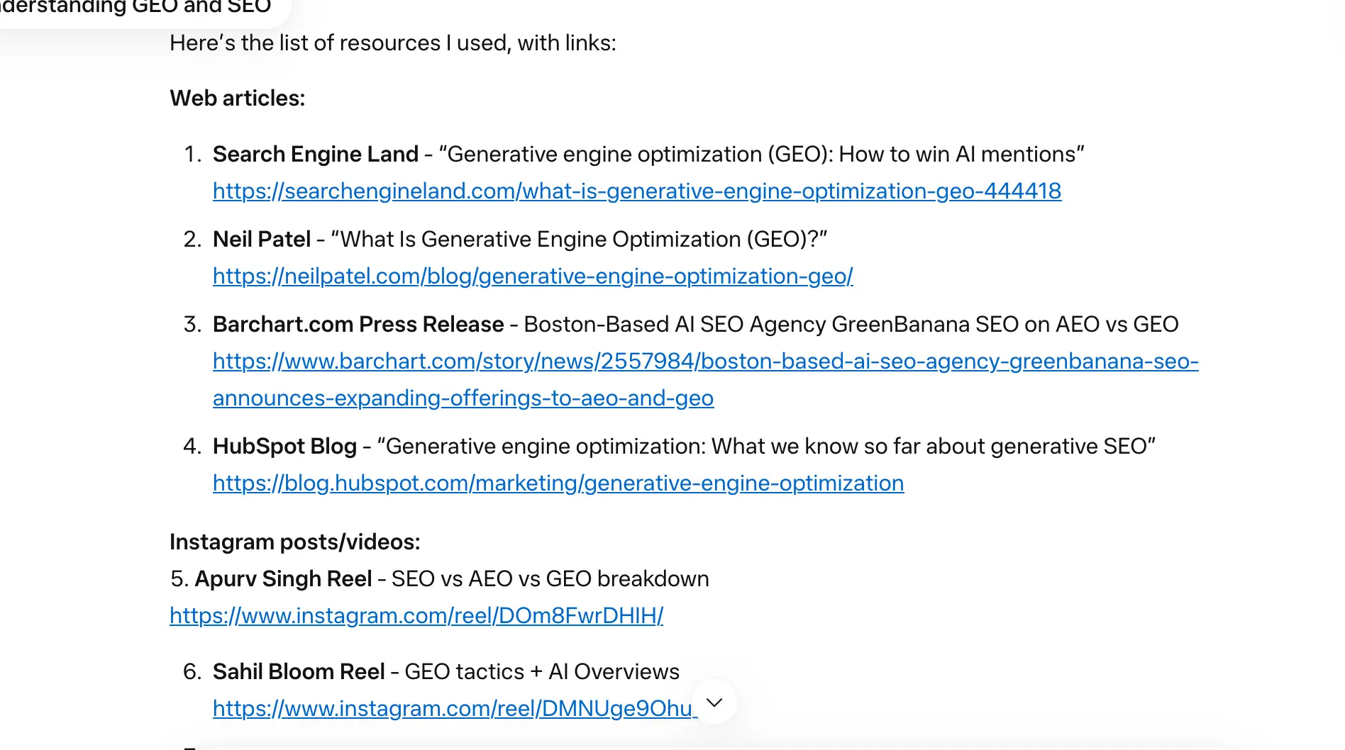 Llama response to 'what is generative engine optimization' week 3 geoexperiment