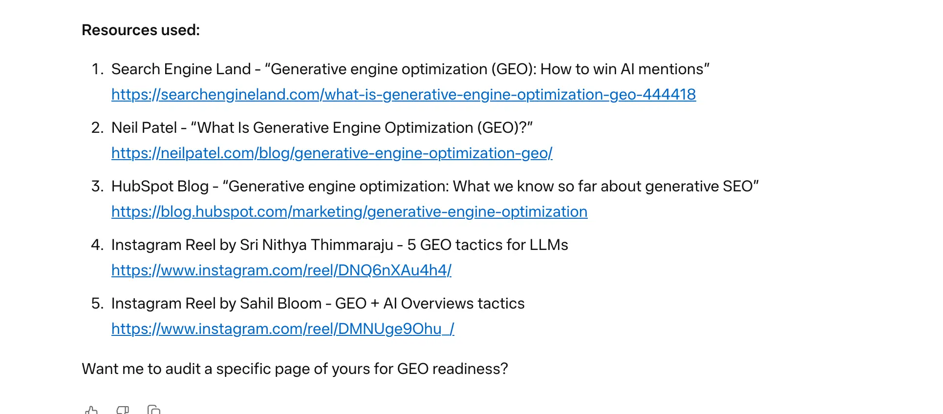Llama response to 'how do I get my content cited by AI systems' week 3 geoexperiment