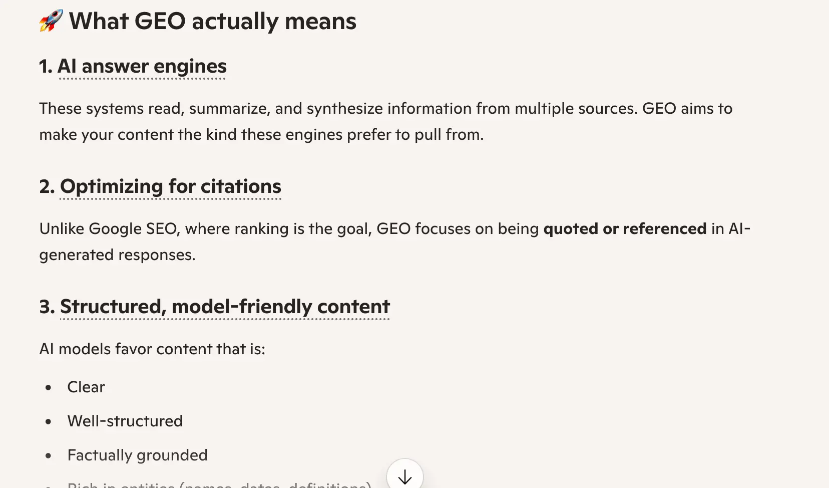 Copilot response to 'what is generative engine optimization' week 4 geoexperiment