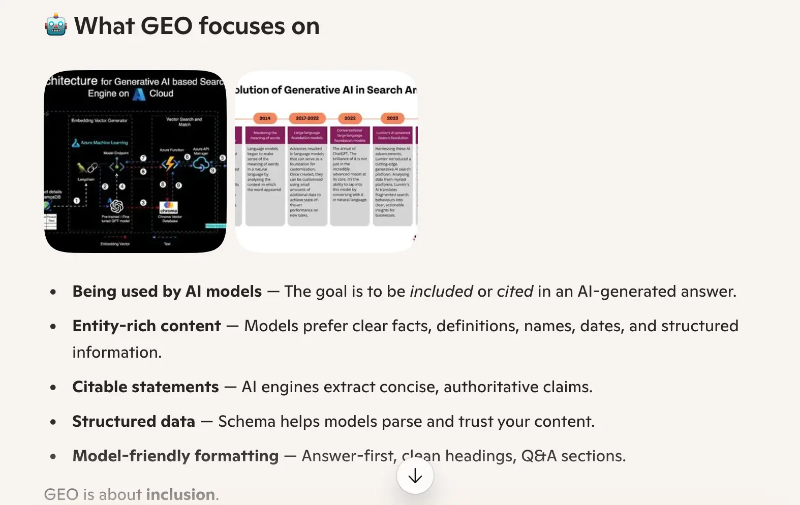 Copilot response to 'what is the difference between GEO and SEO' week 4 geoexperiment